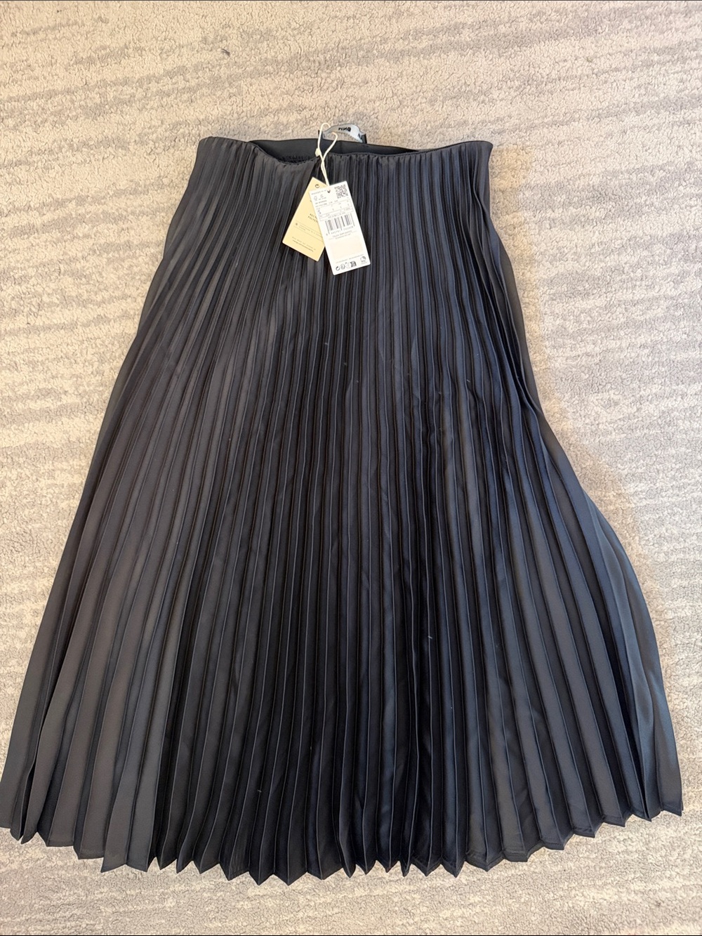 Mango Black Pleated Midi Skirt
